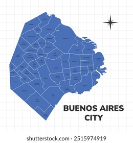 Buenos Aires City map illustration. Map of the City in Argentina