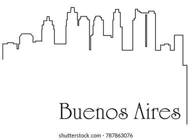 Buenos Aires city one line drawing background