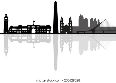 Buenos Aires city skyline silhouette. vector illustration