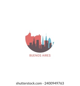 Buenos Aires cityscape skyline city panorama vector flat modern logo icon. Argentina region town emblem idea with landmarks and building silhouettes