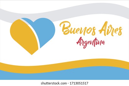 Buenos Aires, ciudad de Argentina, AR (Buenos Aires, city of Argentina, AR in spanish) banner heart for print and tourism.