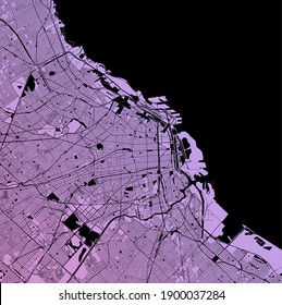 Buenos Aires, Ciudad de Buenos Aires, Argentina (ARG) - Urban vector megacity map with parks, rail and roads, highways, minimalist town plan design poster, city center, downtown, transit network