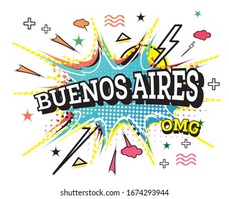 Buenos Aires Comic Text in Pop Art Style Isolated on White Background. Vector Illustration.