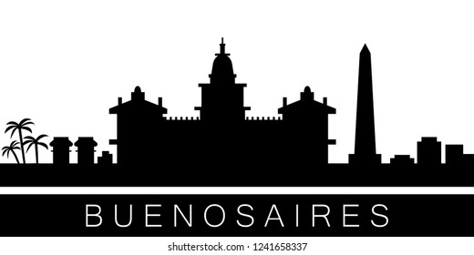 Buenos Aires detailed skyline. Vector postcard illustration