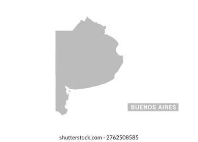 Buenos Aires map - Minimal Flat Vector Illustration in Black and Gray, Isolated on White Background, Ideal for Infographics, Educational Use, Reports, and Presentations.