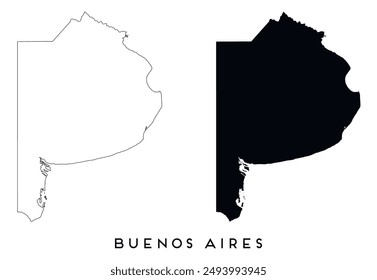 Buenos Aires map outline and black silhouette vector