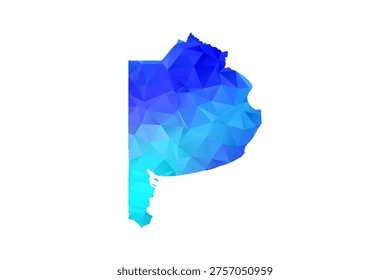 Buenos Aires map - Polygon Style Vector Illustration in Blue Gradient, Low Poly Geometric Design, Isolated on White Background, Perfect for Infographics, Education, and Modern Presentations.