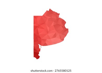 Buenos Aires Map - Polygon Style Vector Illustration in Red Gradient, Low Poly Geometric Design, Isolated on White Background, Perfect for Infographics, Reports, and Educational Materials.