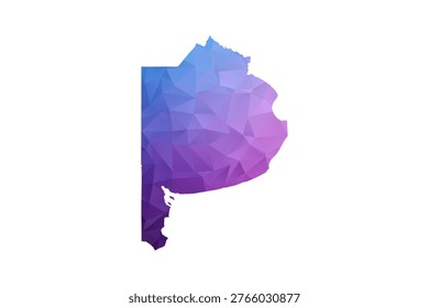 Buenos Aires Map - Polygon Style Vector Illustration in Blue and Purple Gradient, Low Poly Geometric Design, Isolated on White Background, Ideal for Infographics and Learning Materials.