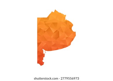 Buenos Aires Map - Polygon Style Vector Illustration in Orange Gradient, Low Poly Geometric Design, Isolated on White Background for Infographics and Education.