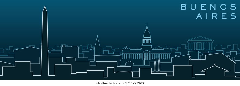 Buenos Aires Multiple Lines Skyline and Landmarks