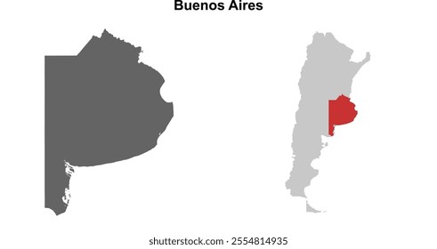 Buenos Aires province blank outline map set