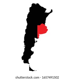 Buenos Aires province highlighted on Argentina map Vector EPS 10