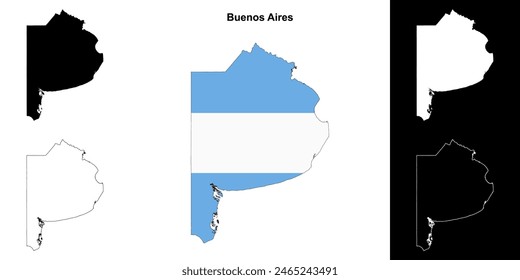 Buenos Aires province outline map set