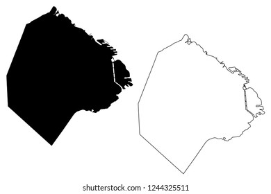 Buenos Aires (Region of Argentina, Argentine Republic, Provinces of Argentina) map vector illustration, scribble sketch Autonomous City of Buenos Aires map