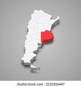 Buenos Aires region location within Argentina 3d isometric map