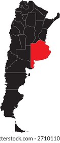 Region Buenos Aires auf der Karte von Argentinien Editierbarer Vektor