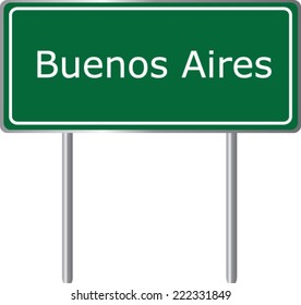 Buenos Aires, road sign green vector illustration, road table, road signs