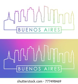 Buenos Aires skyline. Colorful linear style. Editable vector file.