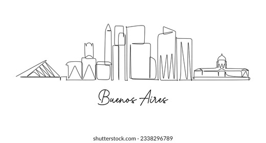 buenos Aires skyline continuous line drawing