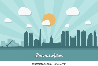 Buenos Aires skyline - flat design - vector illustration