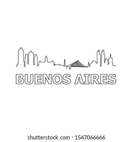 Buenos Aires skyline and landmarks silhouette black vector icon. Buenos Aires panorama. Argentina