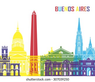 Buenos Aires skyline pop in editable vector file