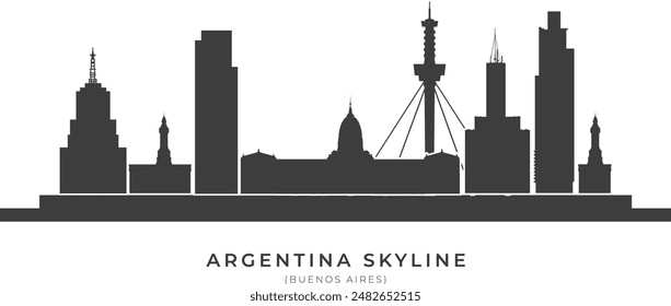 Buenos Aires skyline silhouette. Argentina Skyline, Landscape Buenos Aires, Argentina Vector illustration.