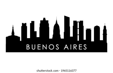 Buenos Aires skyline silhouette. Black Buenos Aires city design isolated on white background. 