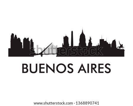 Buenos Aires skyline silhouette vector of famous places