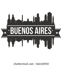 Buenos Aires Skyline Stamp Silhouette City Design Vector.