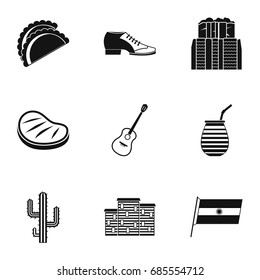 Buenos Aires travel icons set. Simple set of 9 Buenos Aires travel vector icons for web isolated on white background