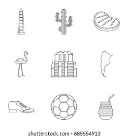 Buenos Aires travel icons set. Outline set of 9 Buenos Aires travel vector icons for web isolated on white background