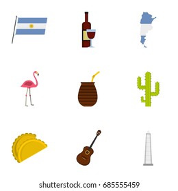 Buenos Aires travel icons set. Cartoon set of 9 Buenos Aires travel vector icons for web isolated on white background