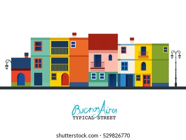 Buenos Aires. Typical houses of "La Boca" neighborhood style. "Caminito" street