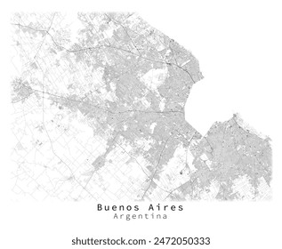 Buenos Aires,Argentina,accurate map, detail Streets Roads Map,editable vector element template image for marketing ,product ,wall art 