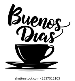 Buenos Dias - Good Morning or Good Day in Spanish Vector Template, Spanish Letter Good Morning