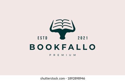 bufallo and book logo design vector illustration