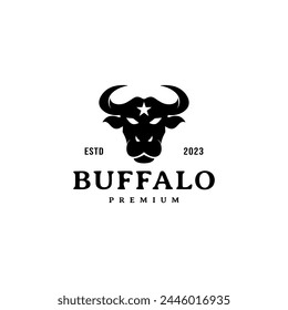 bufallo head silhouette logo design bull cow vector illustration