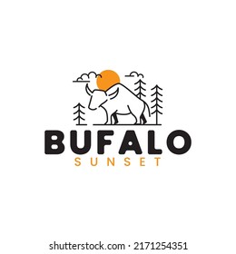 bufalo nature logo. vintage logo or nature theme that can be used for t-shirts