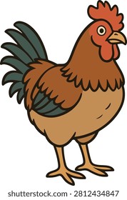 Buff Cochin chicken on white background paint hand design 