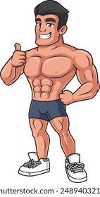 Buff man thumbs up vector illustration