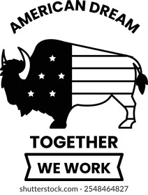 A buffalo with the American dream on its back