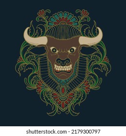 buffalo angry face vector illustration