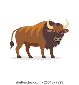 
Buffalo animal isolated flat vector illustration on white background