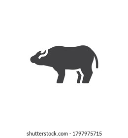 Buffalo animal vector icon. filled flat sign for mobile concept and web design. Bison, bull glyph icon. Symbol, logo illustration. Vector graphics