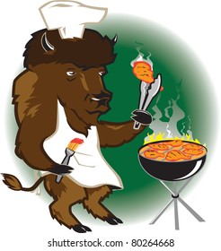 A buffalo barbecue chef grilling hot wings