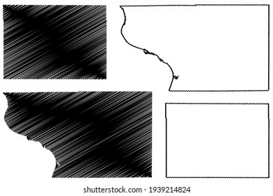 Buffalo and Beadle County, State of South Dakota (U.S. county, United States of America) map vector illustration, scribble sketch map