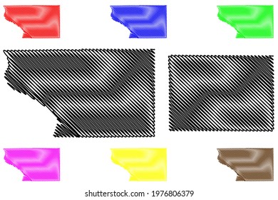 Buffalo and Beadle County, State of South Dakota (U.S. county, United States of America) map vector illustration, scribble sketch map