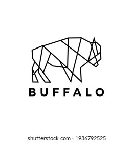 buffalo bison geometric polygonal logo vector icon illustration